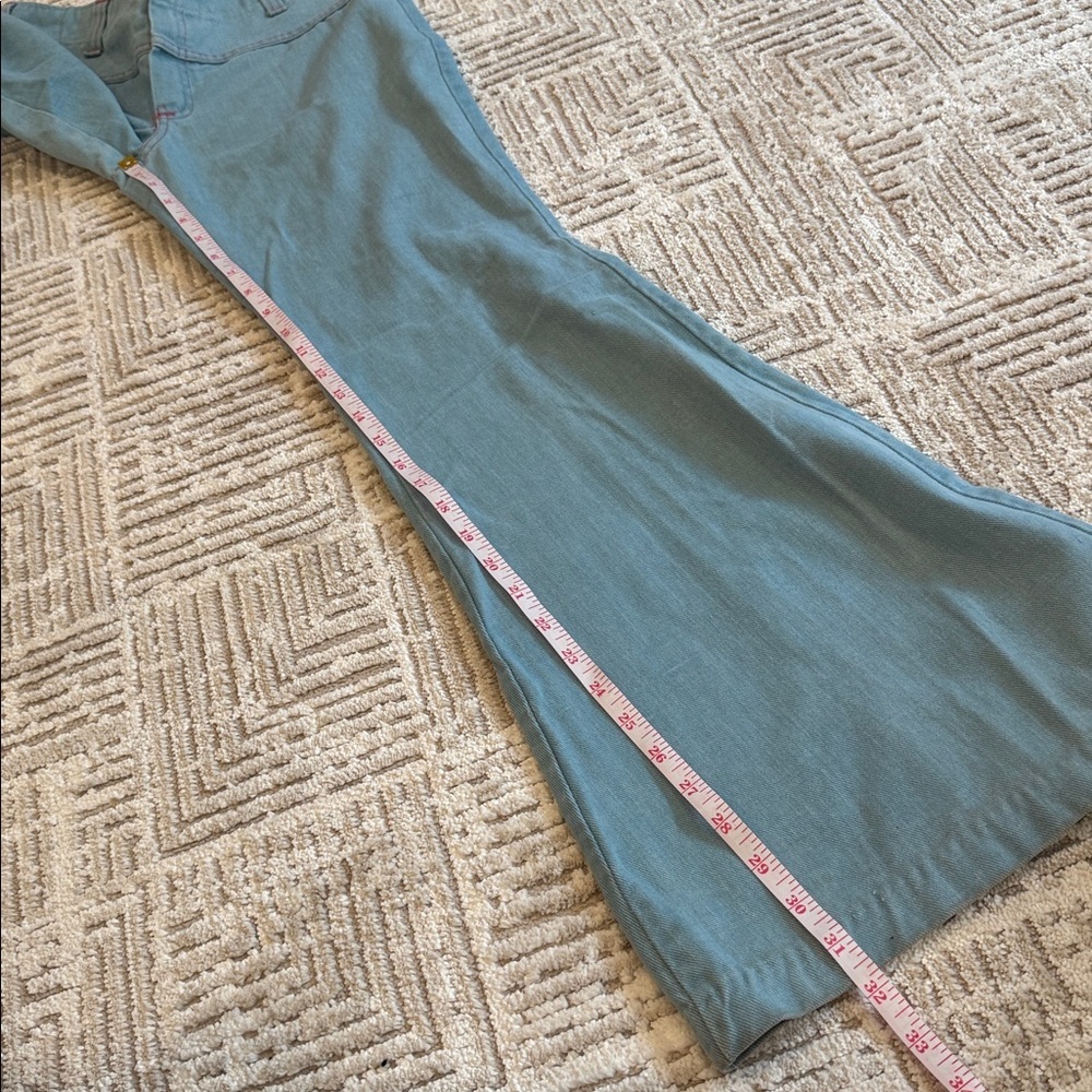 New Digs Vintage 70s Flare Bell Bottom Low Rise Light Wash Denim Jeans Talon - Picture 12 of 12